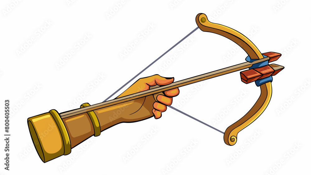 Poster A recurve bow is designed to be shot using the split finger grip technique where the index and middle fingers grip the bowstring while the third. Cartoon Vector.