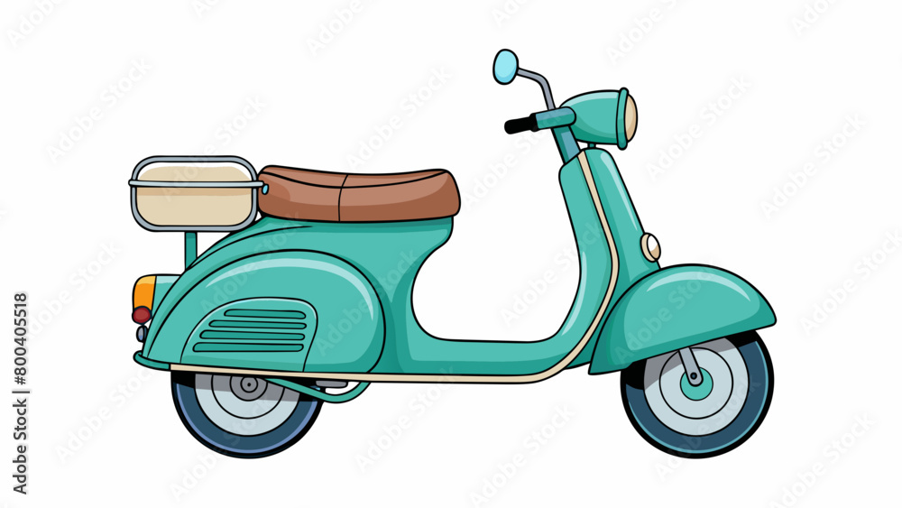 Poster a retrostyle scooter with a shiny metallic body vintageinspired handlebar grips and a large storage 