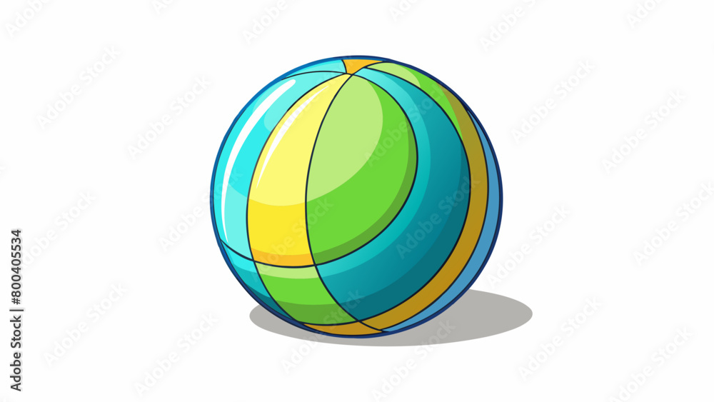 Poster a round lightweight ball with a smooth shiny surface and bright summery colors. on white background 