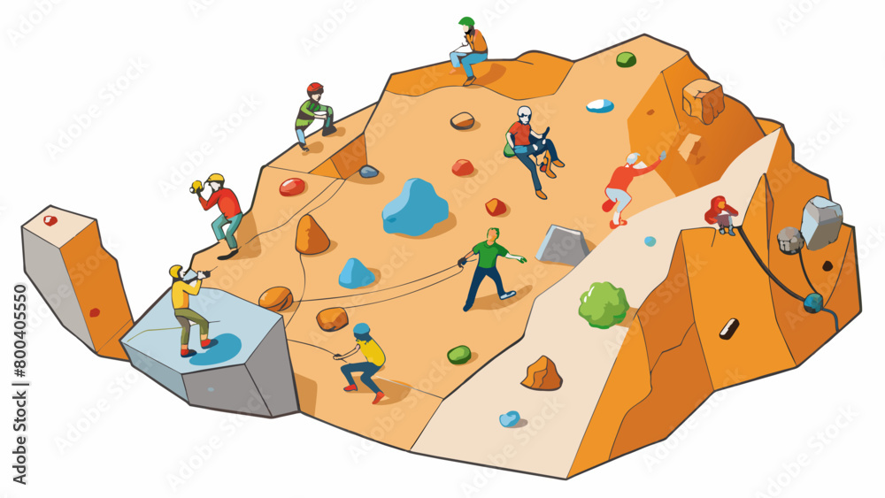Poster a rock climbing mecca dotted with boulders of all shapes and sizes attracting adventurous climbers f