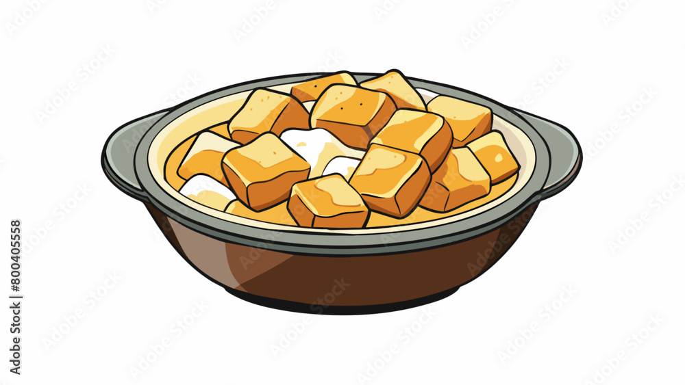 Aufkleber a rustic bowl of french toast bites made from cubed bread and drenched in a creamy blend of eggs cre