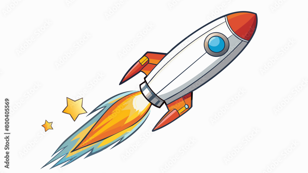 Aufkleber a rocket blasts off into the clear evening sky its long body propelled forward by powerful engines. 