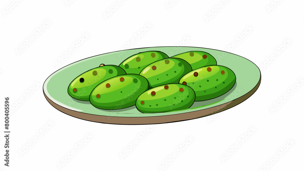 Poster a serving of small ovalshaped vegetables with a firm and shiny skin. their vibrant green color is do