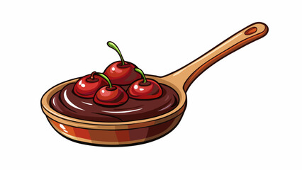 A rich dark syrup with a bold deep flavor of caramelized cherries. Its thick consistency coats your tongue with a decadent sweetness and its intense. Cartoon Vector.