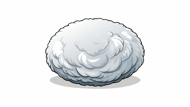 A round fluffy ball of flaked white material reminiscent of a freshly fallen snowball but with a sweet scent.  on white background . Cartoon Vector.
