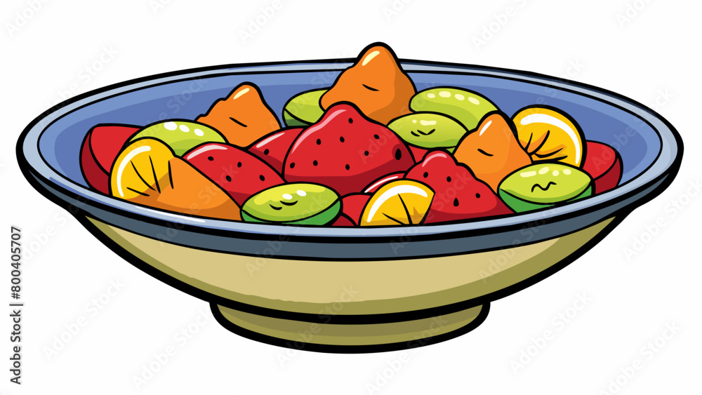 Poster a sful of fruit compote showcasing a variety of textures from soft and juicy to slightly chewy. the 