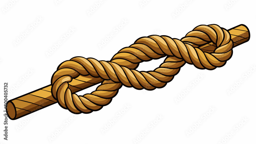Poster A short and thick rope made of twisted vines with a rough and fibrous texture. Its organic material and rustic appearance give it a natural and. Cartoon Vector.