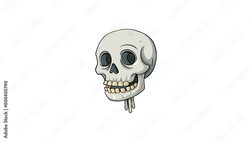 Poster A skull can also be a reminder of the fragility of life with its delicate and thin bones. The jawbone hangs loosely giving the impression of a. Cartoon Vector.