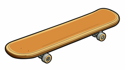 A skateboard is made up of a sy deck that is made of layers of wood or other materials. The length and width may vary but it is typically around 31. Cartoon Vector.