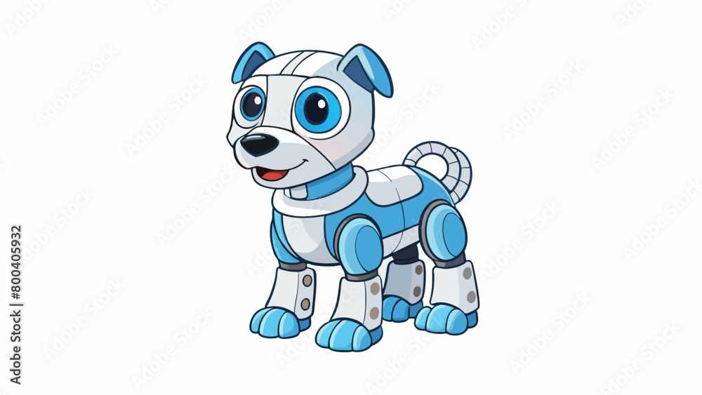 Aufkleber A small fourlegged robot resembling a dog covered in a soft furry material. It has big expressive eyes and can perform tasks like fetching objects and. Cartoon Vector.