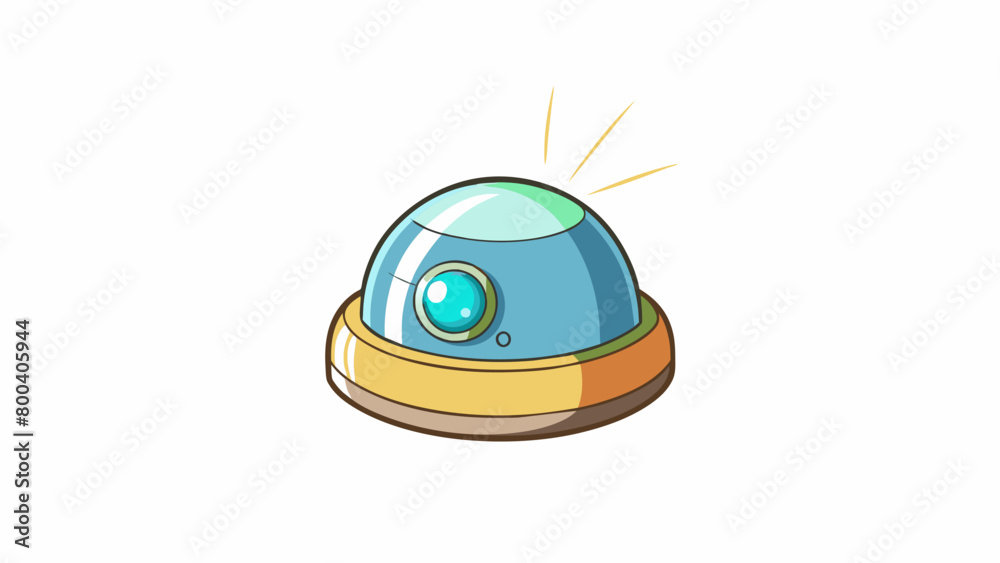 Poster A small handheld device with a rounded dome on top emitting a soft glow. Just push the button and watch as the object or person disappears in a flash. Cartoon Vector.