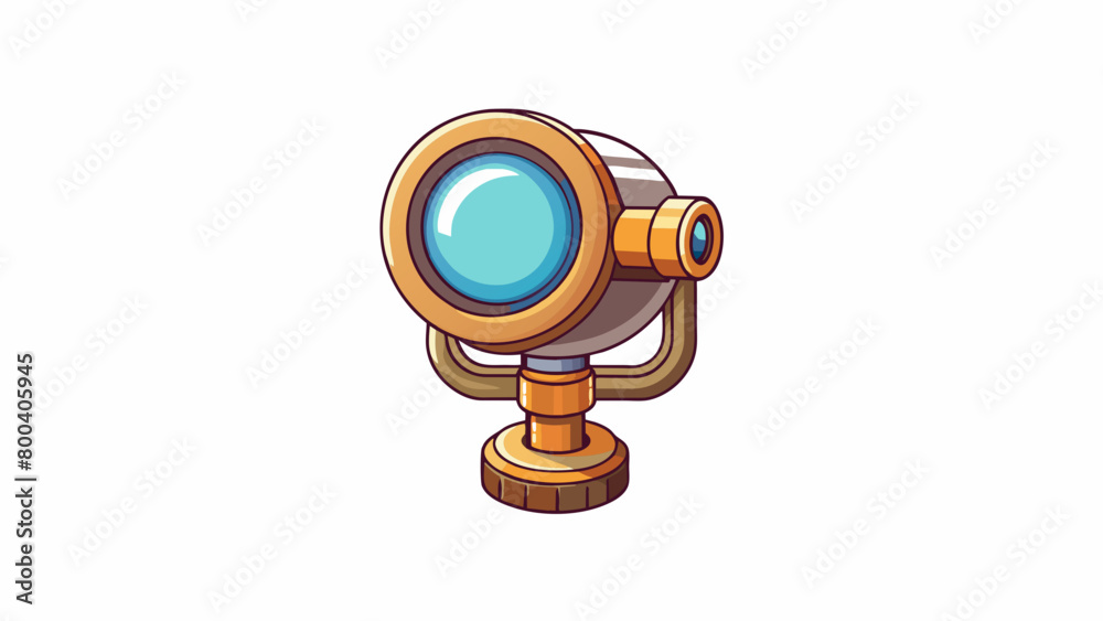 Poster A small glass lens attached to metal frame used to view tiny objects in great detail. The lens magnifies the object allowing for the observation of. Cartoon Vector.