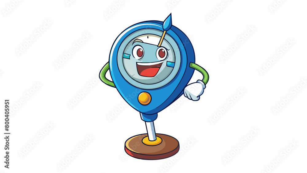 Poster A small handheld circular device with a needle inside that always points to the North helping travelers navigate in any direction.  on white. Cartoon Vector.