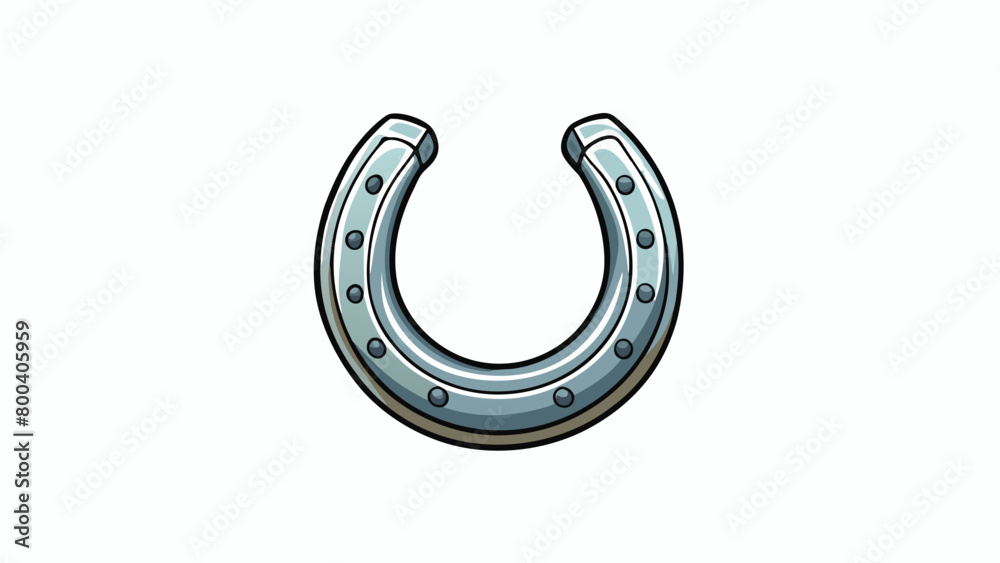 Poster a small iron horseshoe smooth and shiny with a distinct horseshoe shape. it is believed to bring goo