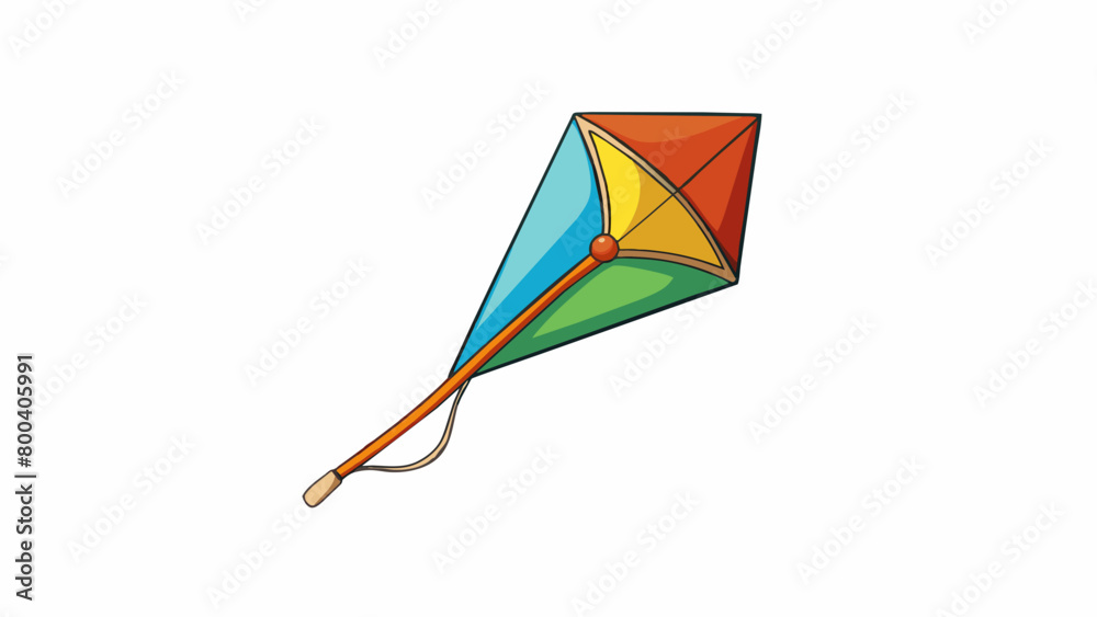 Poster A small handheld kite with a long tail that twirls in the breeze. It has a simple design and comes in a variety of colors making it easy to spot in. Cartoon Vector.