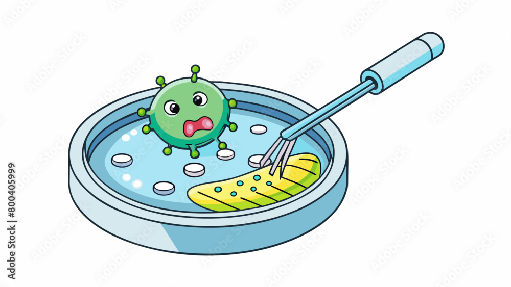 Poster a small petri dish containing a tiny bacteria with a circular piece of dna being inserted using a mi