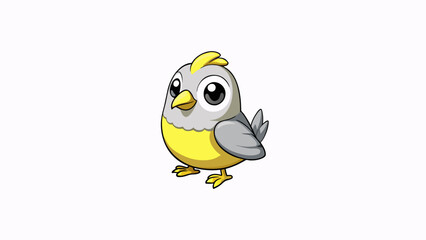 Fototapeta premium A small domesticated bird with a plump body short wings and a small curved beak. Its feathers are a mix of soft greys whites and yellows giving it a e. Cartoon Vector.