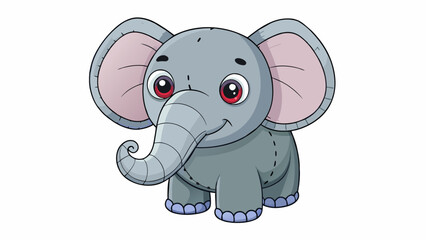 A small gray stuffed elephant with a e upturned trunk. Its floppy ears are a darker shade of gray and its squishy body is perfect for cuddling. The. Cartoon Vector.