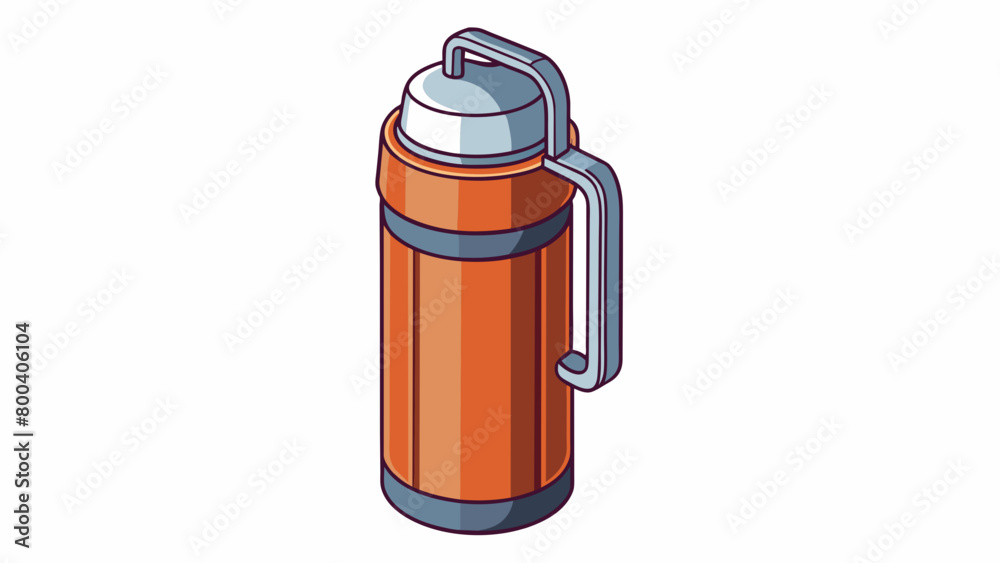 Poster A small versatile thermos with a builtin handle and a spout for pouring. Its compact size makes it perfect for backpacking trips and its ability to. Cartoon Vector.