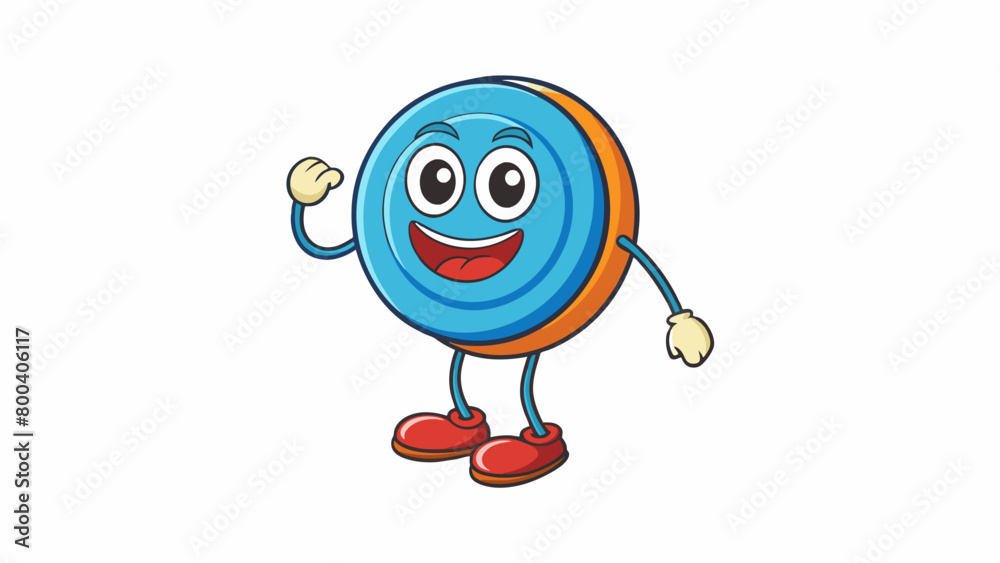 Poster A soft and squishy Yoyo made of rubber shaped like a cartoon character. Its wide round shape makes it great for beginners to learn basic tricks like. Cartoon Vector.