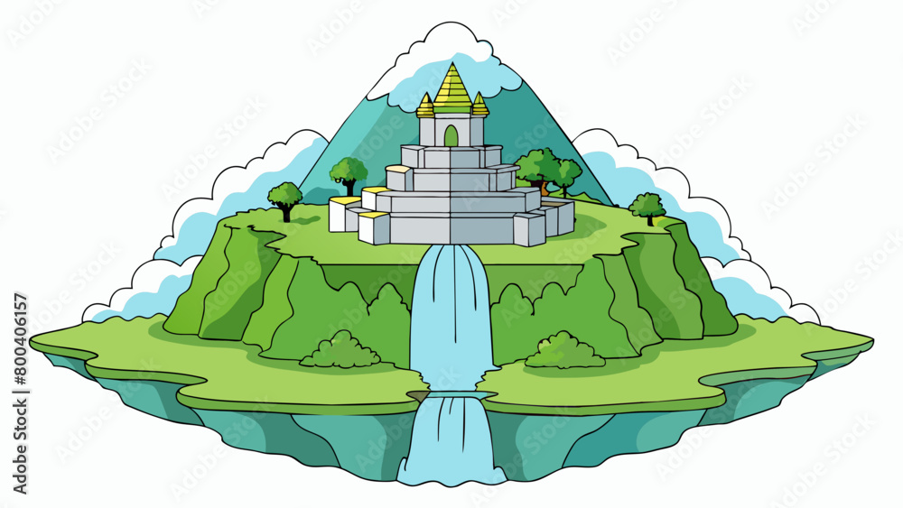 Poster a solitary mountain stands tall against the endless sky its slopes covered in dense greenery and cas