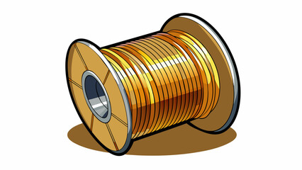 A spool of wiry metallic thread that glints in the sunlight used for hooking and hauling in fish from the depths of the sea. Its incredibly durable. Cartoon Vector.