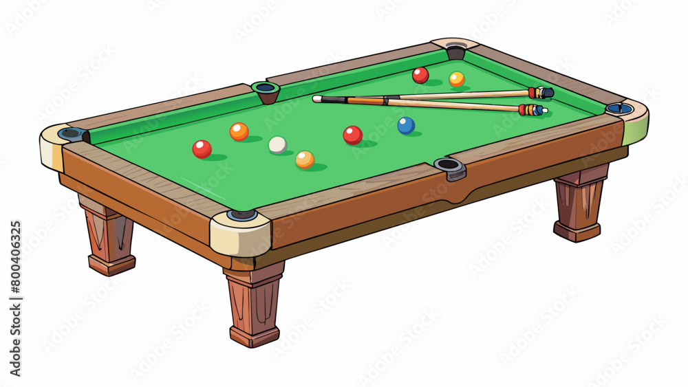 Poster a sy table with four sy legs covered in green felt and surrounded by cushioned bumpers. small white 
