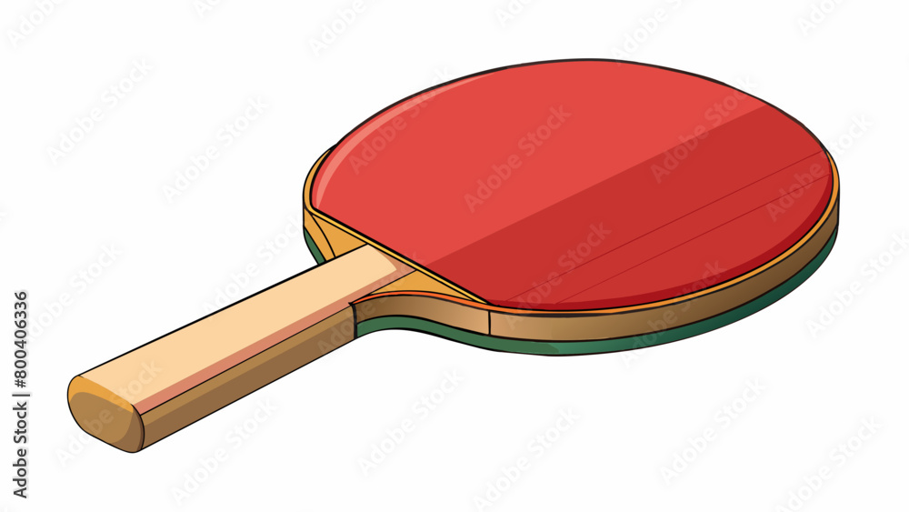 Poster A table tennis racket is a lightweight paddle used to hit a small hollow ball across a table. It has a flat rectangular surface made of rubber with a. Cartoon Vector.