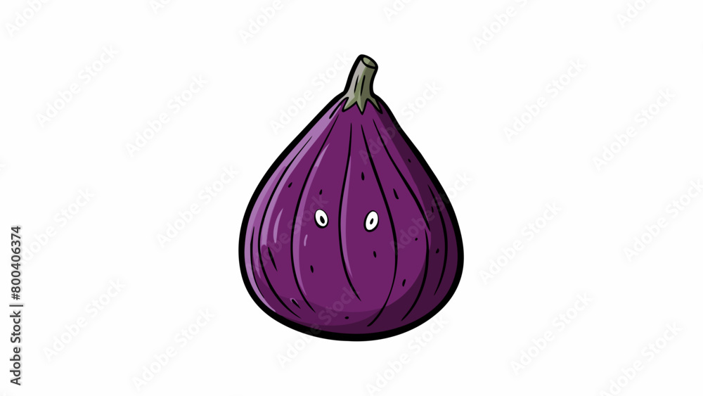 Poster a teardropshaped dark purple vegetable with a smooth and shiny skin. it has a soft velvety texture w