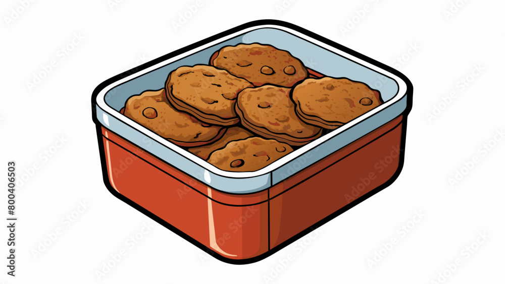 Poster a tin of molasses cookies their dark color and chewy texture hinting at the rich molasses flavor tha