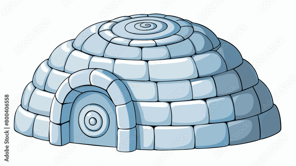 Aufkleber A traditional Inuit dwelling constructed from blocks of hardpacked snow. It has a circular or rounded shape and the blocks are stacked in a spiral. Cartoon Vector.