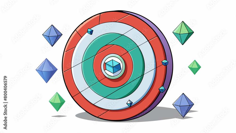 Aufkleber A traditional round target with a white center and black outer rings. Instead of concentric circles the outer rings have different shapes such as. Cartoon Vector.