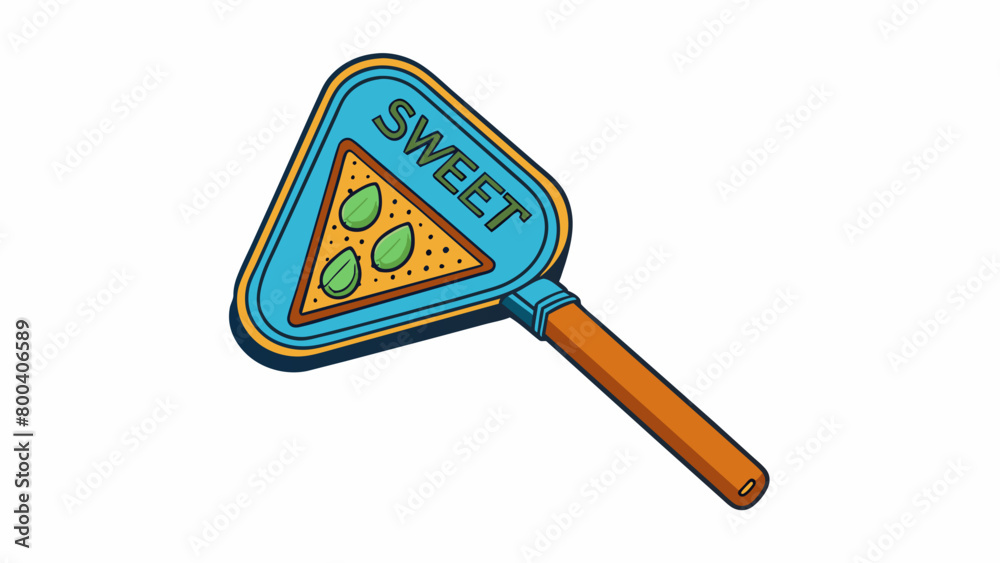 Poster A triangular head with a teardrop design providing a larger sweet spot for more forgiving shots. The racket has a textured grip for enhanced. Cartoon Vector.