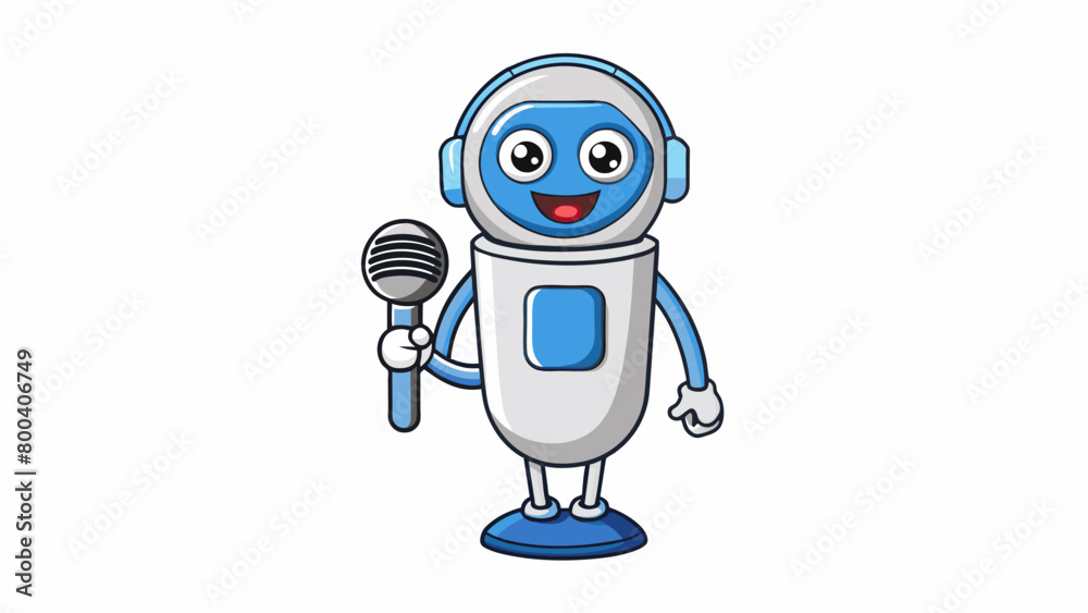 Fototapete A virtual assistant with a microphone symbol ready to listen and respond to voice commands. It can access information perform tasks and control. Cartoon Vector.