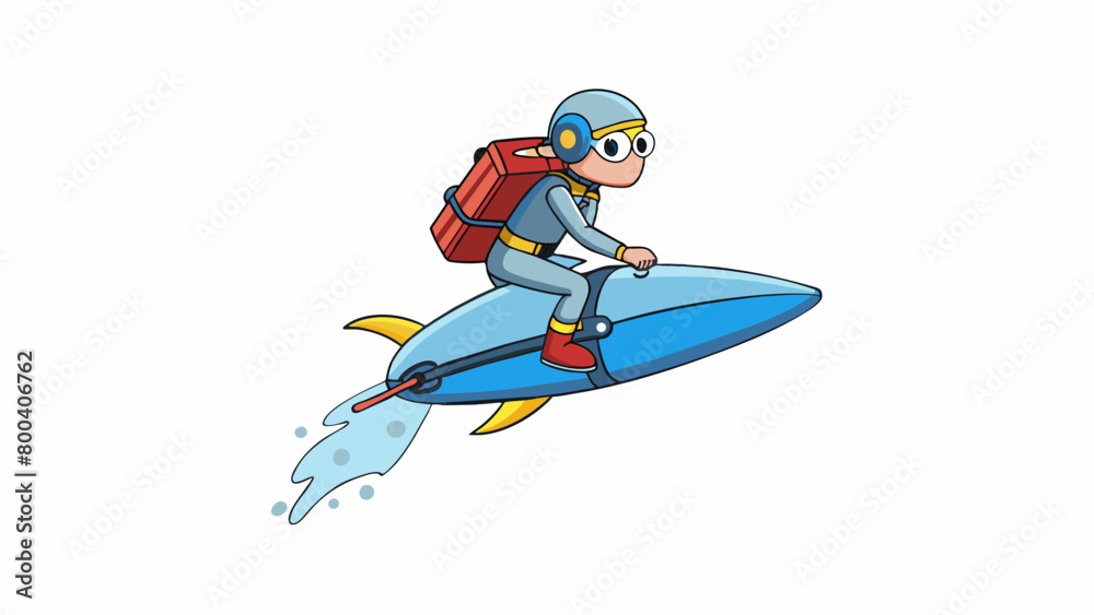 Poster a waterpowered jetpack that ss onto a persons feet and propels them through the water like a dolphin