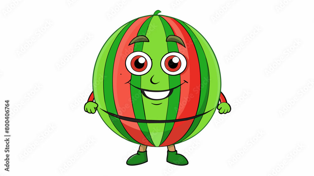 Poster A watermelon with bold colorful stripes running down its sides unlike any other watermelon seen before. This genetically engineered fruit has been. Cartoon Vector.