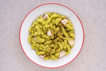 Plate of Avocado Chicken Pasta.