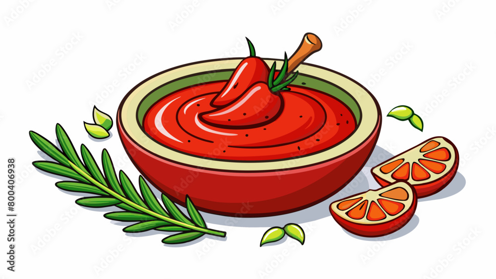 Canvas Prints A zesty vibrant sauce with a touch of e featuring whole peeled tomatoes fresh herbs like thyme and rosemary and a splash of red wine for depth of. Cartoon Vector.