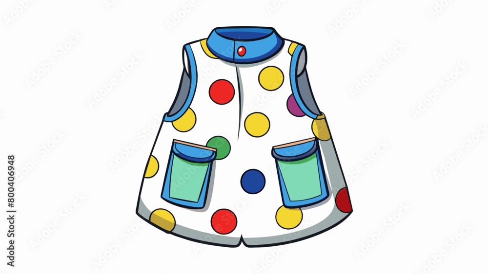 Poster Adorned with bright primary colored polka dots this smock is made of a silky smooth material that easily wipes clean. It has a snapbutton closure in. Cartoon Vector.