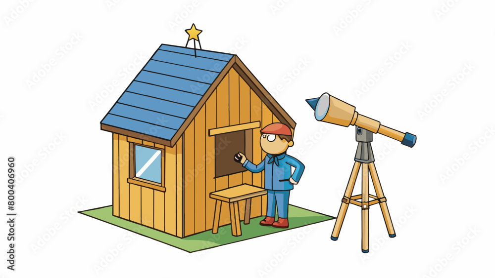 Poster along the coast a small wooden shack with a pointed rooftop overlooks the ocean. inside a lone astro