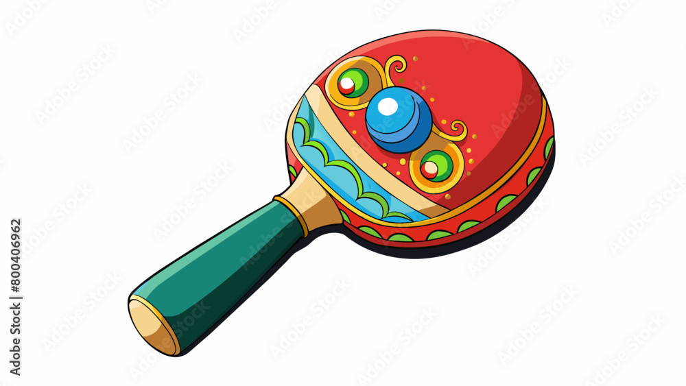 Aufkleber Along the handle of a table tennis racket there are often colorful and intricate designs adding a touch of personalization and style to the paddle.. Cartoon Vector.