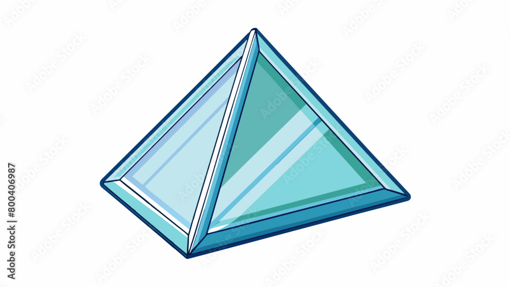 Poster An acrylic prism This building block is transparent and made of clear acrylic material with a triangular prism shape and smooth edges. It can be used. Cartoon Vector.