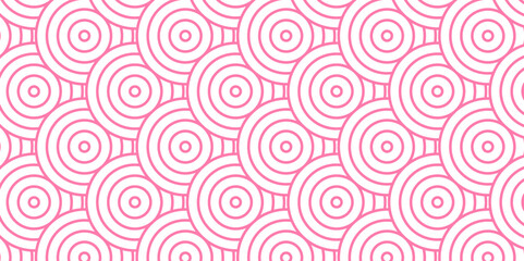 Fototapeta premium Overlapping Pattern Minimal diamond geometric waves spiral and abstract circle wave line. pink creative seamless tile stripe geometric create retro square line backdrop pattern background.
