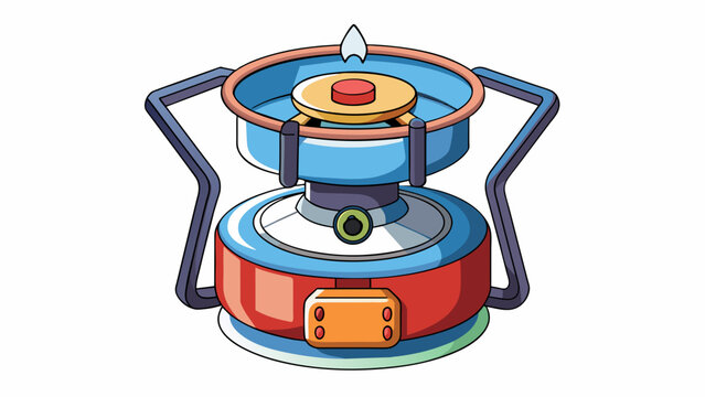 An advanced camp stove with a builtin igniter and a fuel gauge to monitor the remaining propane. It has a large cooking surface perfect for making. Cartoon Vector.