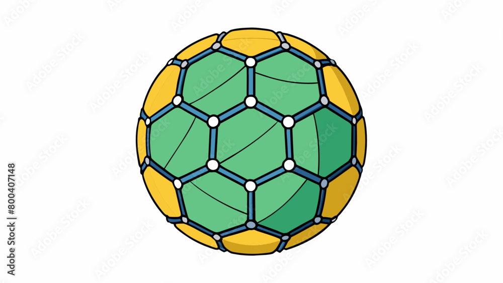 Canvas Prints An ovalshaped ball with hexagonal patches in bright colors connected by black lines. The material is soft and textured and it has a slight give when. Cartoon Vector.