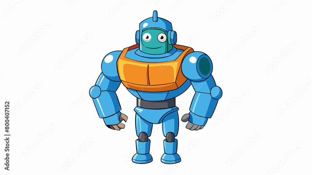 Aufkleber An outer layer of strong durable material encasing a robot allowing it to perform tasks in hazardous environments without risk of damage.  on white. Cartoon Vector.