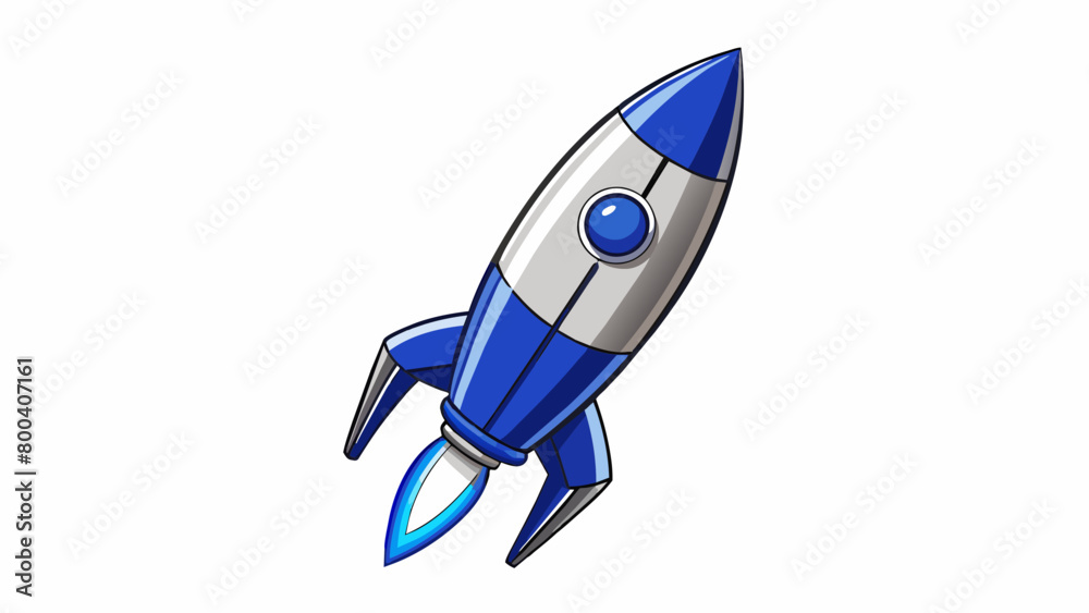 Poster As I observed the Rocket I noticed its sleek and streamlined design. It was shaped like a long and slender tube with a pointed tip at the top and a. Cartoon Vector.