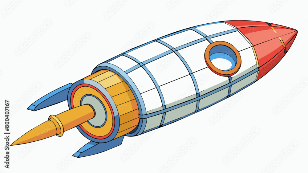 Poster as i looked at the rocket i noticed its cylindrical body covered in thick and durable material. the 