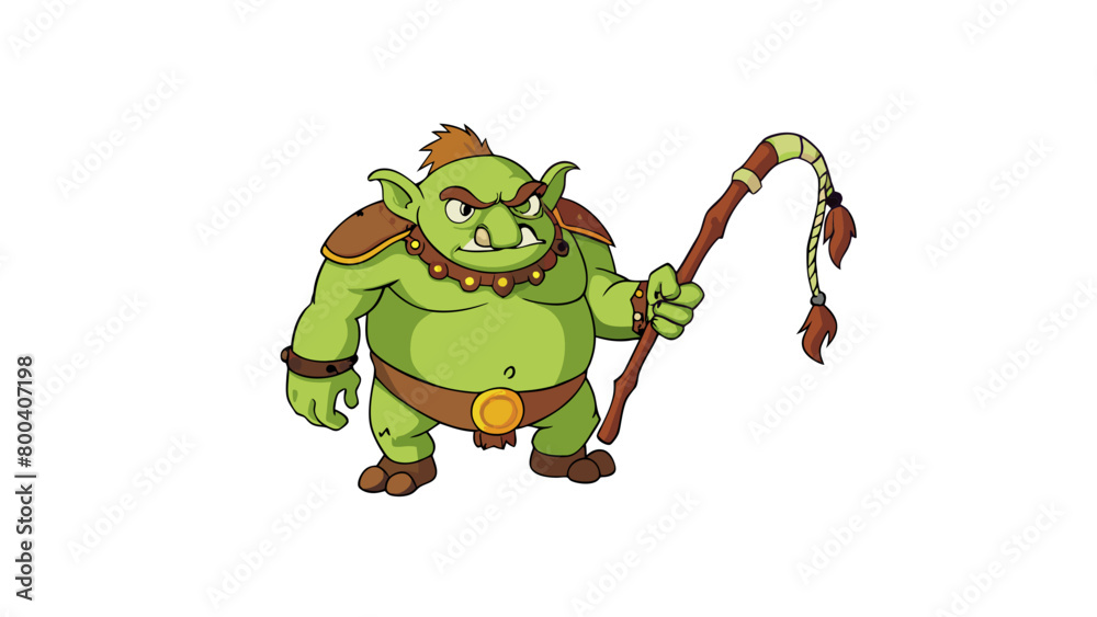 Poster As the ground rumbled I knew the Ogre was approaching. Its massive form was covered in thick oily scales and its long slike tail whipped back and. Cartoon Vector.