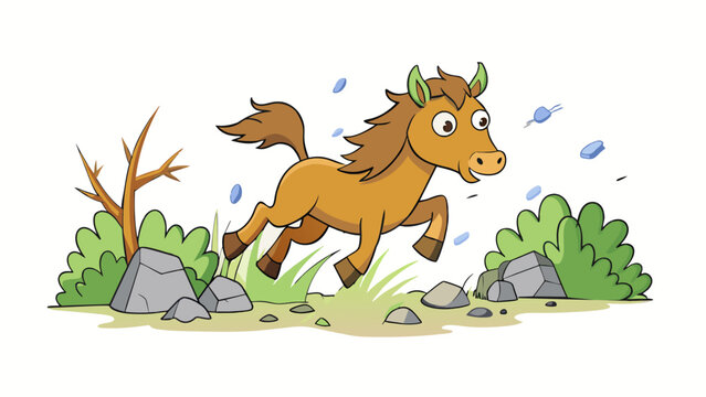 As the Centaur gallops through the forest its hooves hit the ground with a thunderous sound splintering fallen branches and crushing rocks in its. Cartoon Vector.